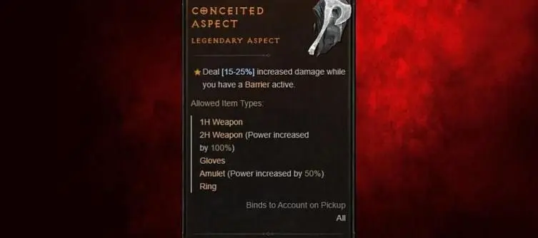 What's the Conceited Aspect in Diablo 4?