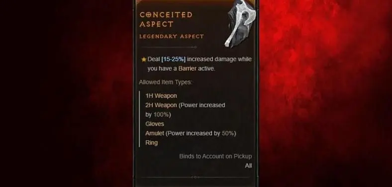 What's the Conceited Aspect in Diablo 4?