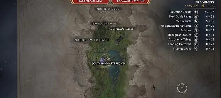 Hogwarts Legacy Map Size and Locations