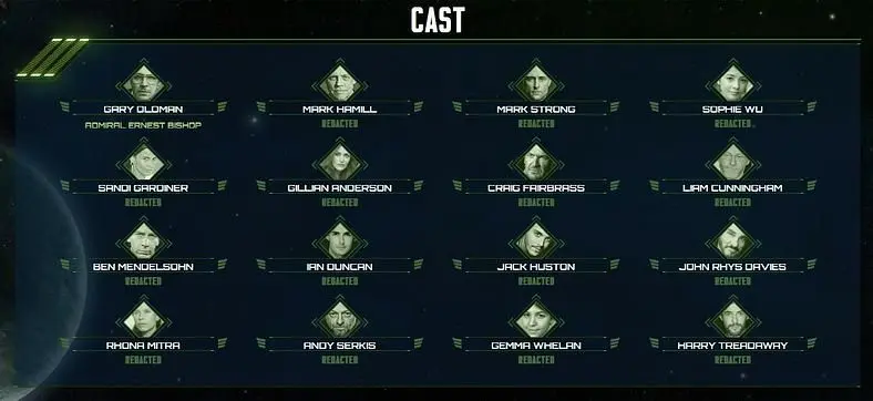 Star Citizen boasting an all-star cast headlined by Gary Oldman and Mark Hamill