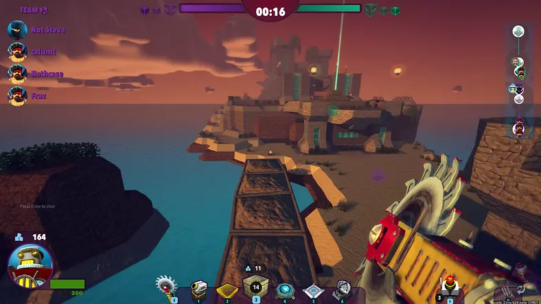 I think "Minecraft meets Team Fortress 2" has an accurate ring to it...