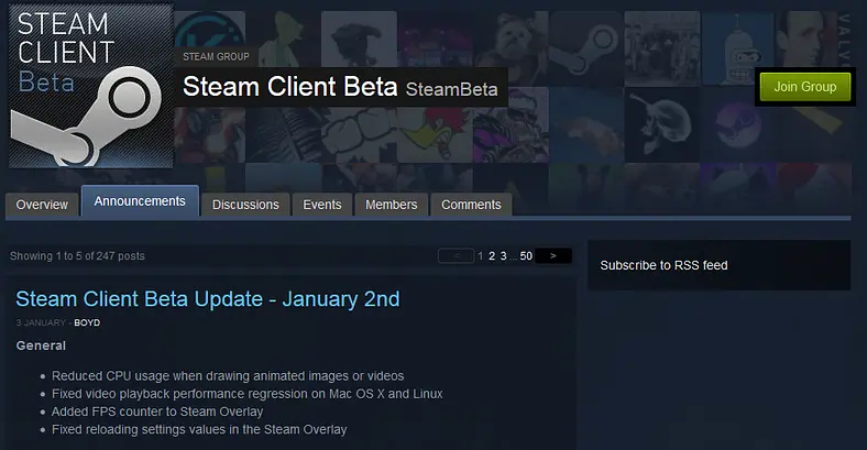 January Steam Beta client update adds an FPS tracker