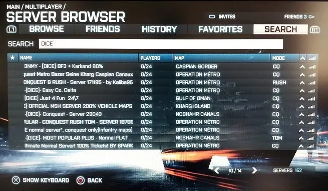 User rented servers making official Battlefield 3 servers scarce