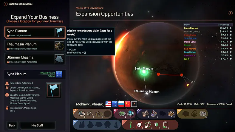 Offworld Trading Company The Patron and The Patriot Releases Today