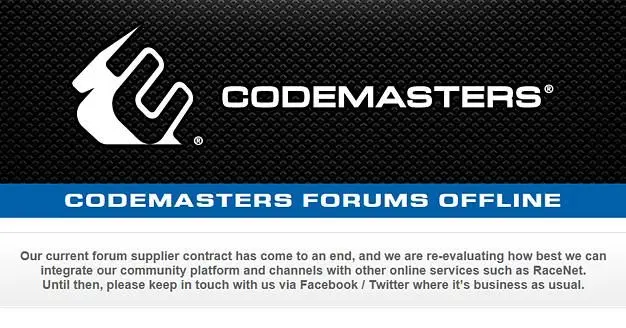 Codemasters community forums close after supplier contract expires