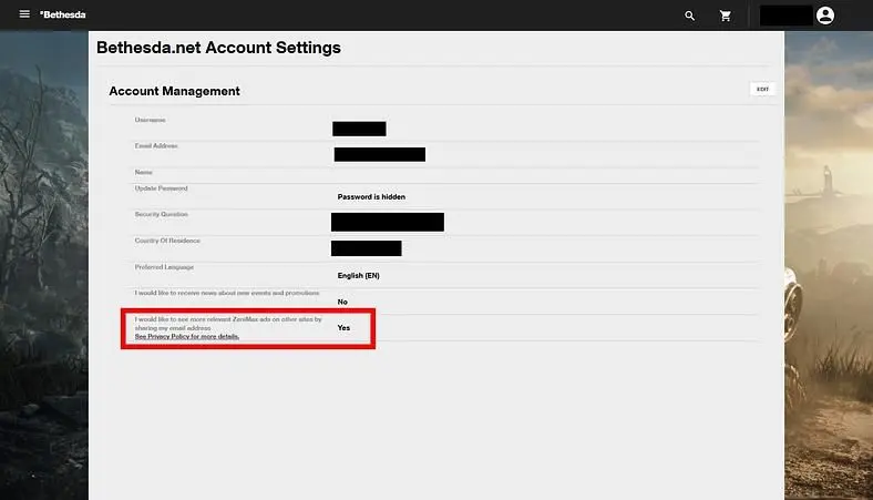 Bethesda Circumventing Data Protection to Push Zenimax Ads