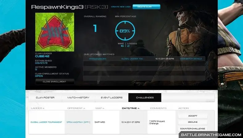 Brink to add clan support and tournaments