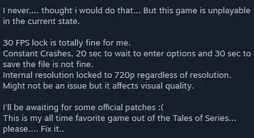 Steam users reporting Tales of Symphonia is a buggy, messy port