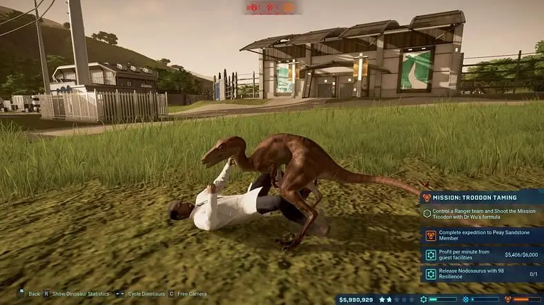 Is the first Jurassic World Evolution expansion a T-Rex or a Compy?
