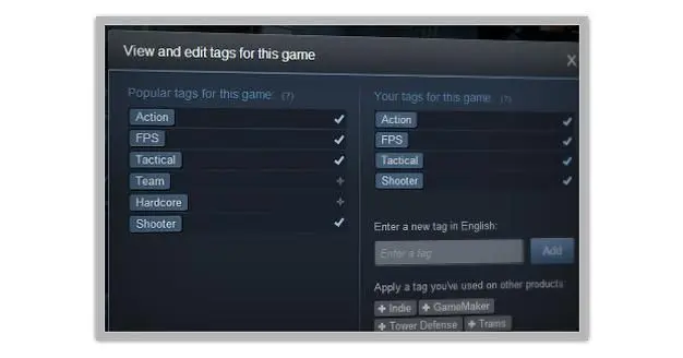 Valve introduces 'Steam Tags' to store, titles now tagged by users