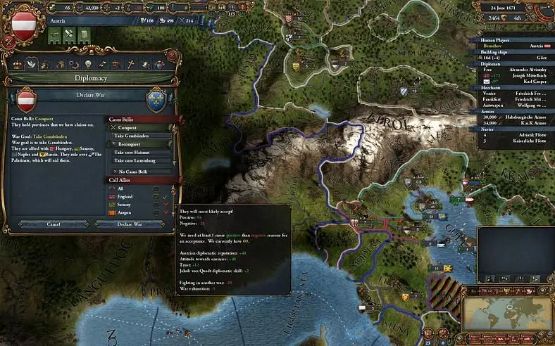 Dev diary discusses more "free features" in Europa Universalis IV patch 1.6