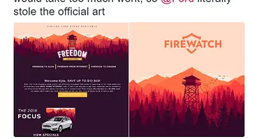 Ford steals Firewatch art to advertise their new cars