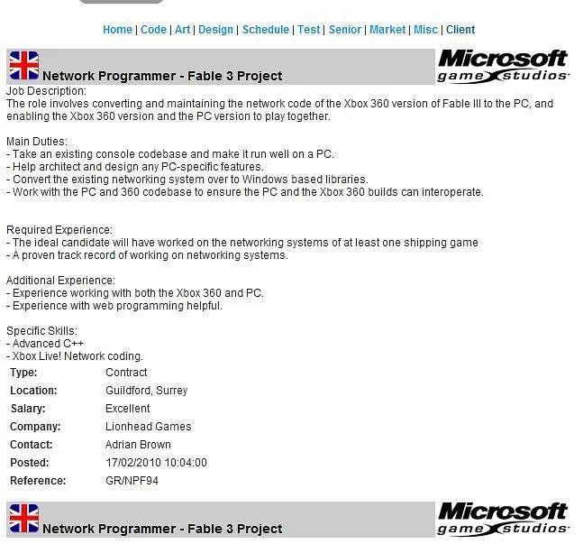 Rumour-mill: Microsoft job ad reveals PC Fable III plans, now pulled