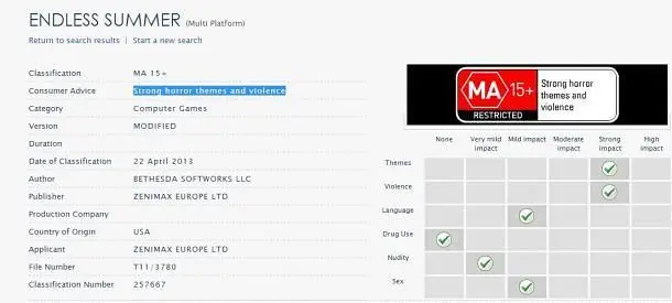Bethesda's Endless Summer outed by Aussie classification board