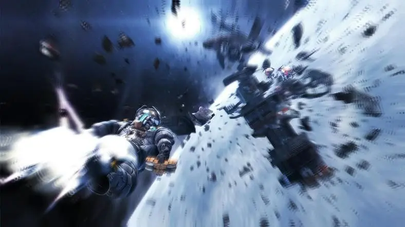 Dead Space 3 turns off the lights, puts the camera above Isaac's shoulder, and loudly screams "ACTION!".