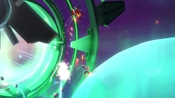 Hyper-kinetic mech on mech combat goes interplanetary with style.