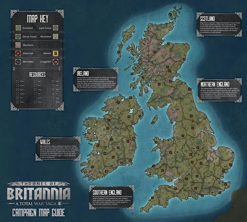 The Total War Saga: Thrones of Britannia Map Is 23x Bigger Than Total War: Attila