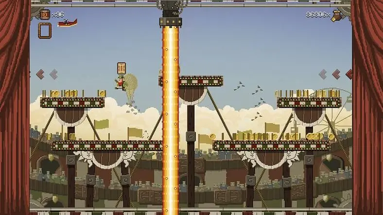 Addictive and brutal oldschool platforming with a psycho circus twist.