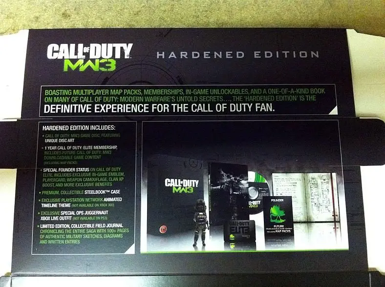 Call of Duty: Modern Warfare 3 Hardened Edition features listed