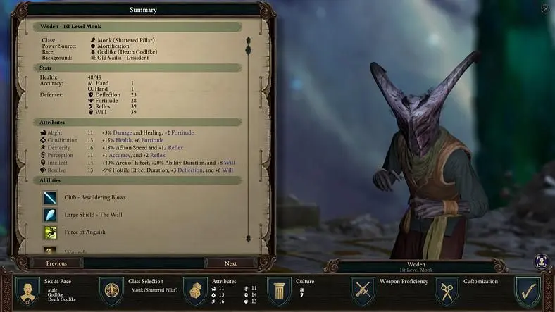 Pillars of Eternity 2: Deadfire - Character Creation