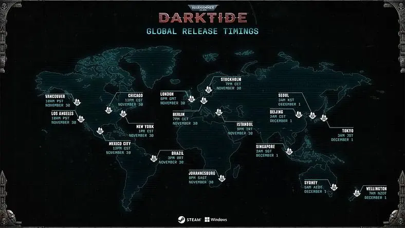 Warhammer 40,000: Darktide Release Times - When You Can Fight Your Way Across Hive Tertium