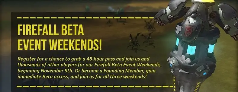 Firefall hosting open beta weekends in November and December
