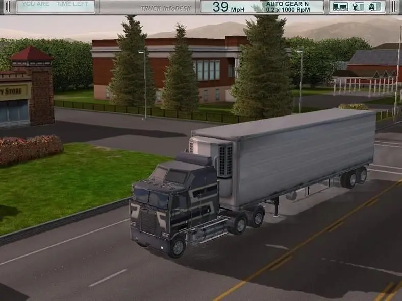 The wheels on the truck go round and round in this no-frills driving sim. 