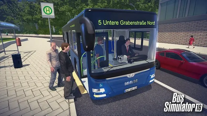 Waiting on Bus Simulator 16 in the rain, in the rain