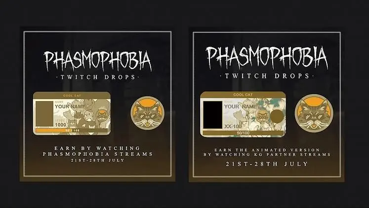 Phasmophobia Twitch Drops - Cool Cat ID Card and Badge