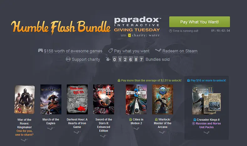 Paradox Humble Flash Bundle offers $158 worth of games