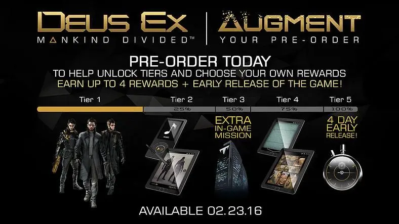 Deus Ex: Mankind Divided to be released on February 23, 2016 – earlier if enough people pre-order