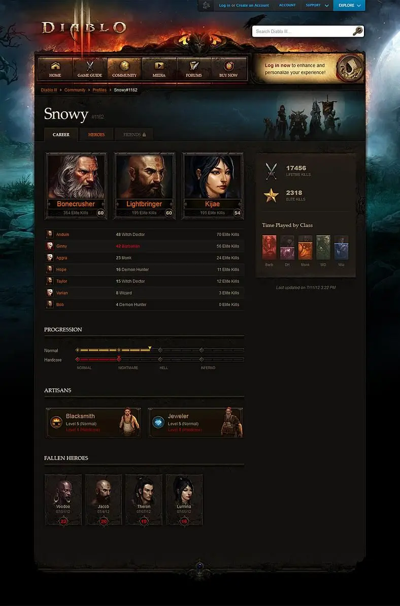 Blizzard switch on Diablo III character profiles