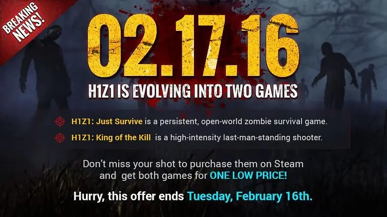 H1Z1 no longer going free-to-play, will be two separate products