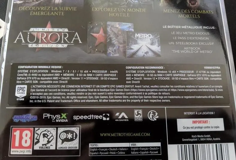 Metro Exodus Aurora Edition Covers Steam Logo with Sticker