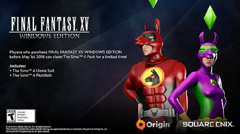 Final Fantasy XV on Origin will get The Sims 4 costumes