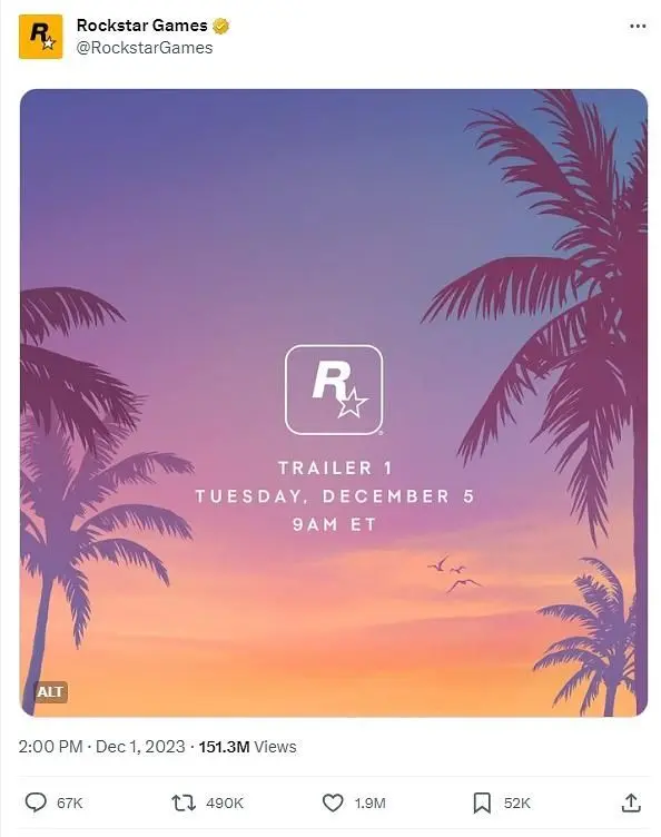 First GTA 6 Trailer Premieres, releasing on PS5 and Xbox Series X/S in 2025