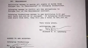 Brian Fargo discovers historical Neuromancer legal documents