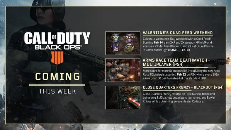 Call of Duty: Black Ops 4 Double XP Valentine's Day Event Details Revealed
