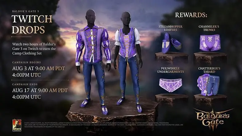 Baldur's Gate 3 Twitch Drops - Camp Clothing Set