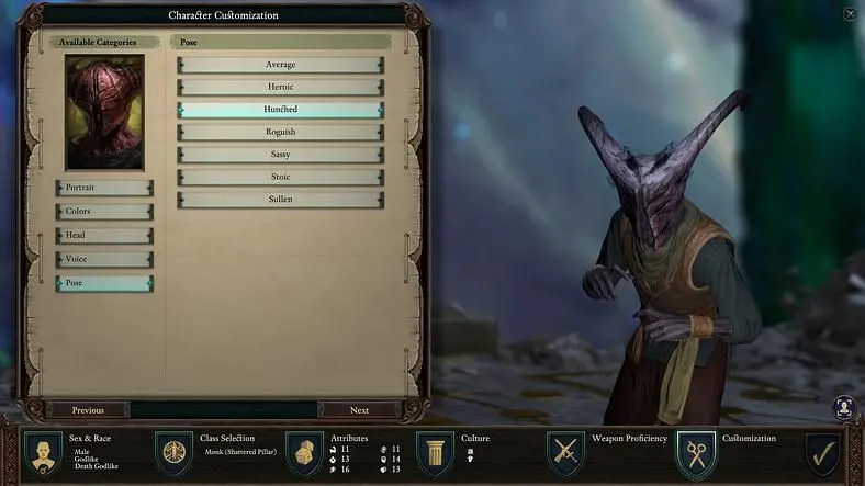 Pillars of Eternity 2: Deadfire - Character Creation