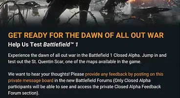 The first batch of codes for Battlefield 1’s closed alpha has been released