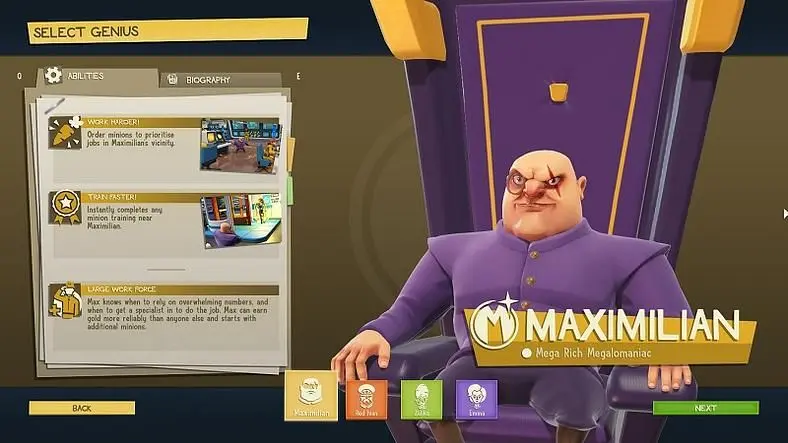 Evil Genius 2 Geniuses and Abilities - How Their Playstyles Differ