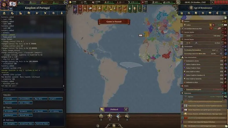Europa Universalis 5 Console Commands and Cheats