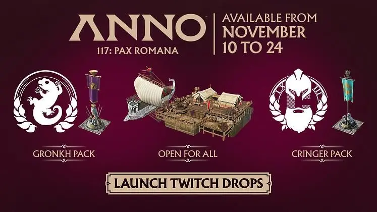 Anno 117: Pax Romana Twitch Drops November 2025 - Classis Nova Alba, Legion Trading Post, and More