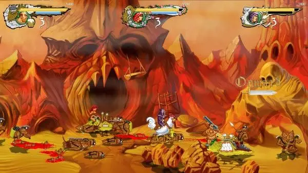 A side-scrolling brawler that trades depth and charm for one-note parody laughs. 
