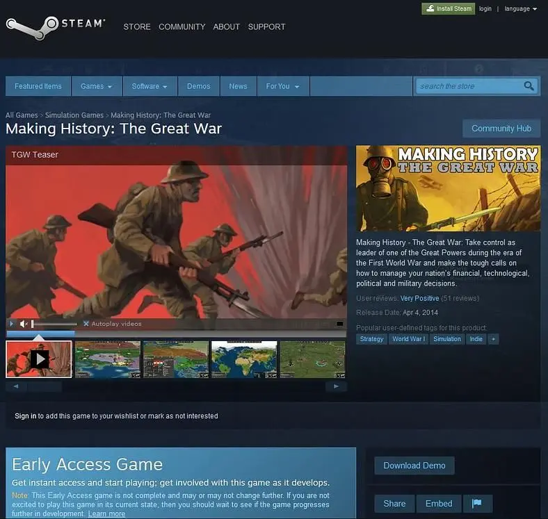 Making History: The Great War Developer Diary 4: The Steam “Early Access” Experience