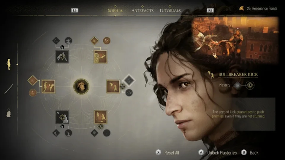 Skill and specialization tree in Resonance
