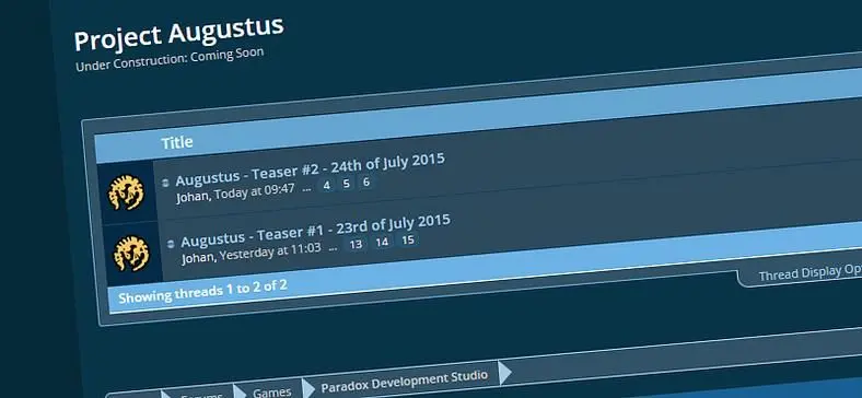 Paradox Interactive begin "every weekday" teaser campaign for Project Augustus, to reveal at Gamescom