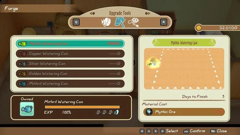 STORY OF SEASONS: Friends of Mineral Town Forge and Tool Guide