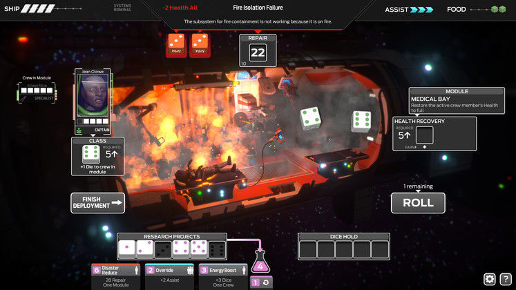 Tharsis looks more complicated than it actually is. You roll the dice and allocate them where you see fit, resolving events, researching or using class abilities